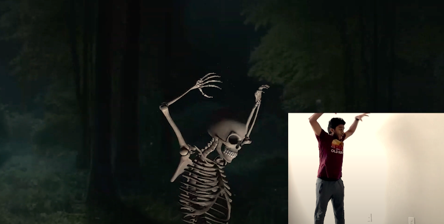 Skeleton meme made with AI video to animation tool, this is an AI generated meme