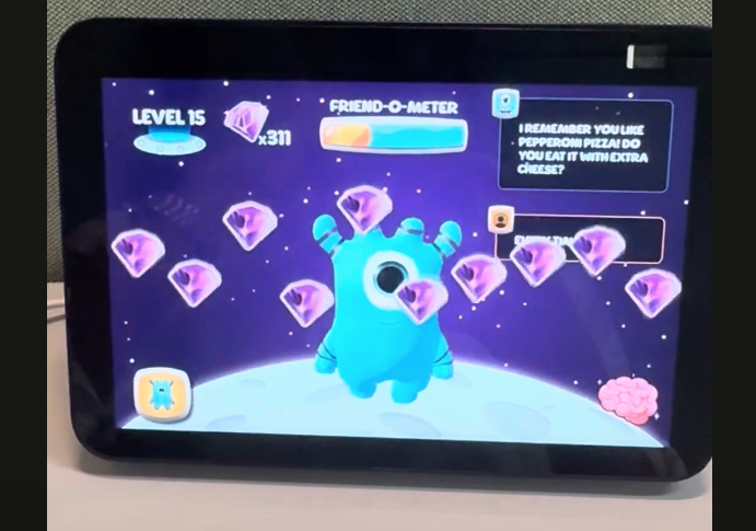 Sample image of Alexa game built with Krikey AI Animation which brought animations and voice AI to the alien cartoon character