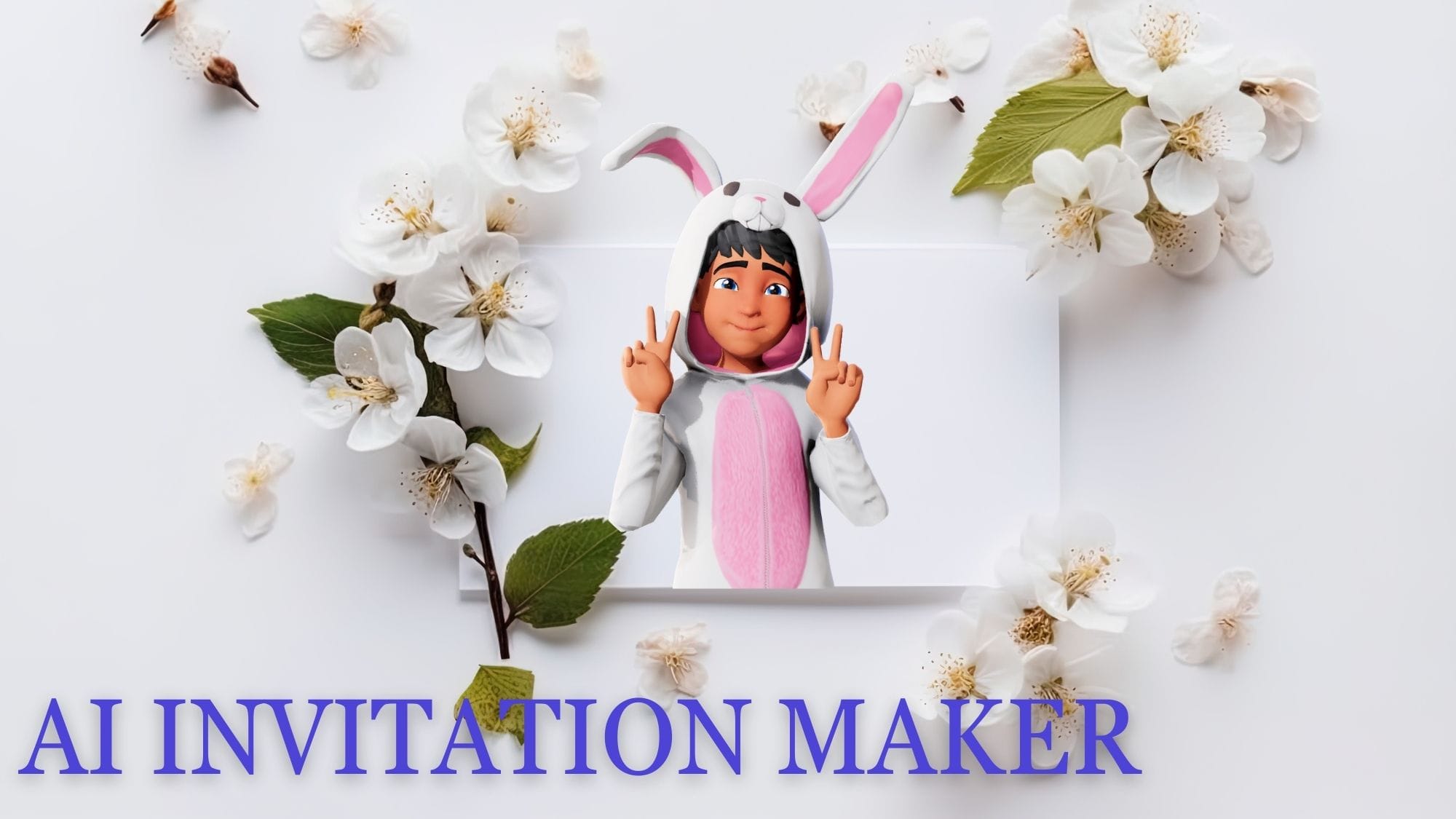 Easter card AI invitation maker with cute animated cartoon characters and AI Animation tools