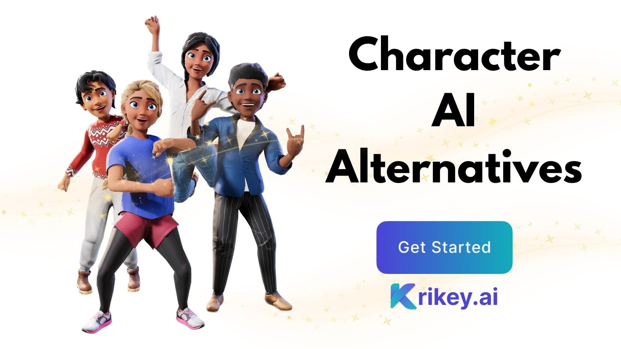 Character AI alternative tool Krikey AI Animation maker empowers anyone to animate a talking cartoon character.