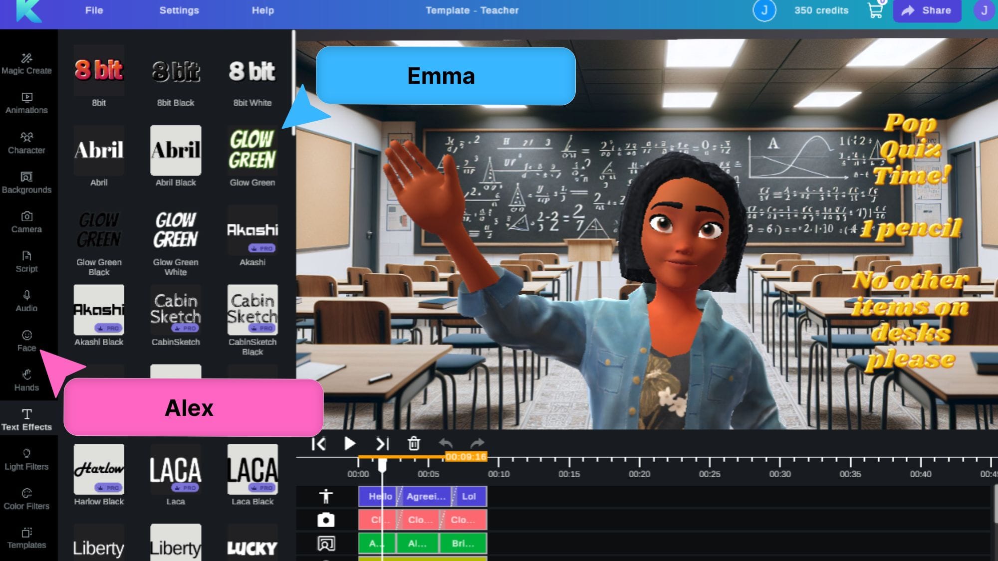 Online video editor with lesson plans animation and collaboration