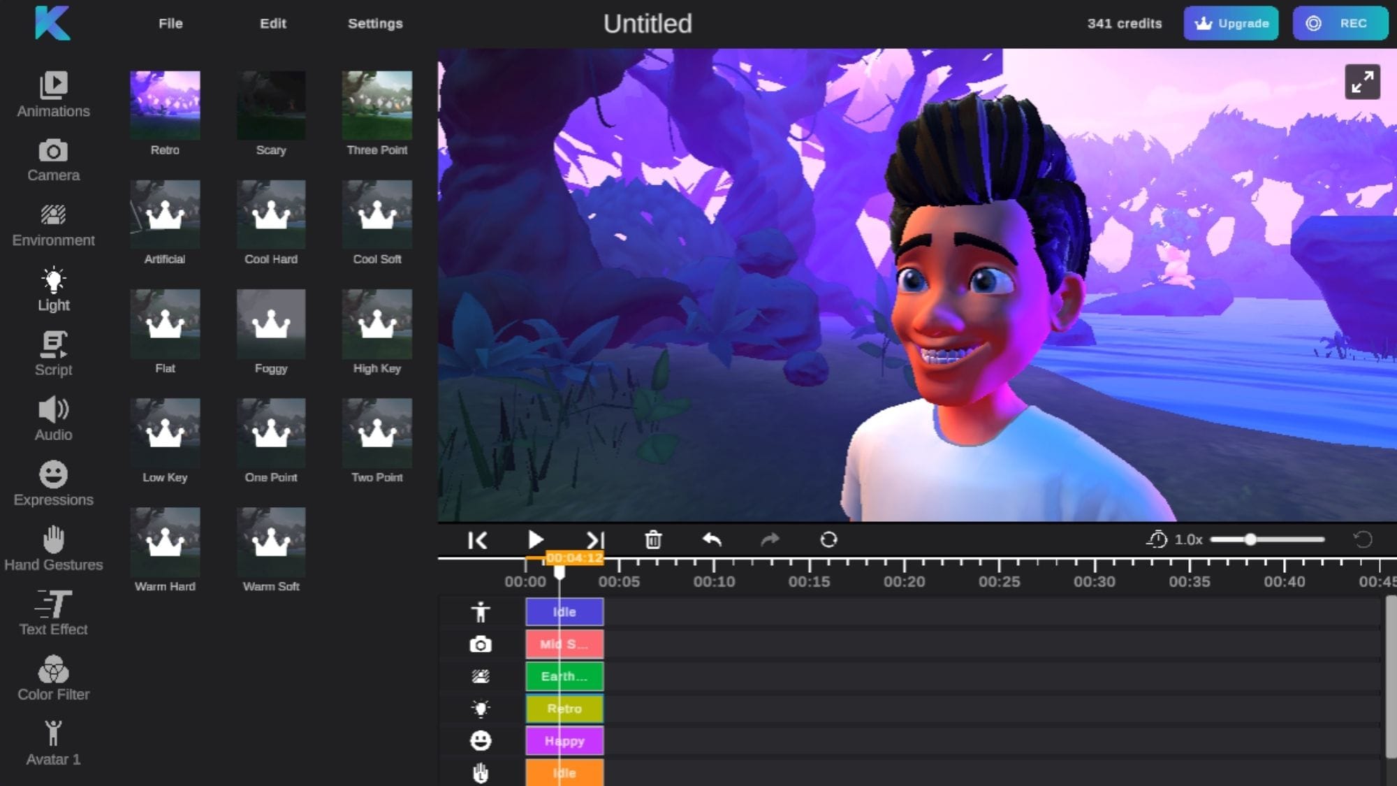 Video editor showing how to make a cartoon character of yourself with Krikey AI tools