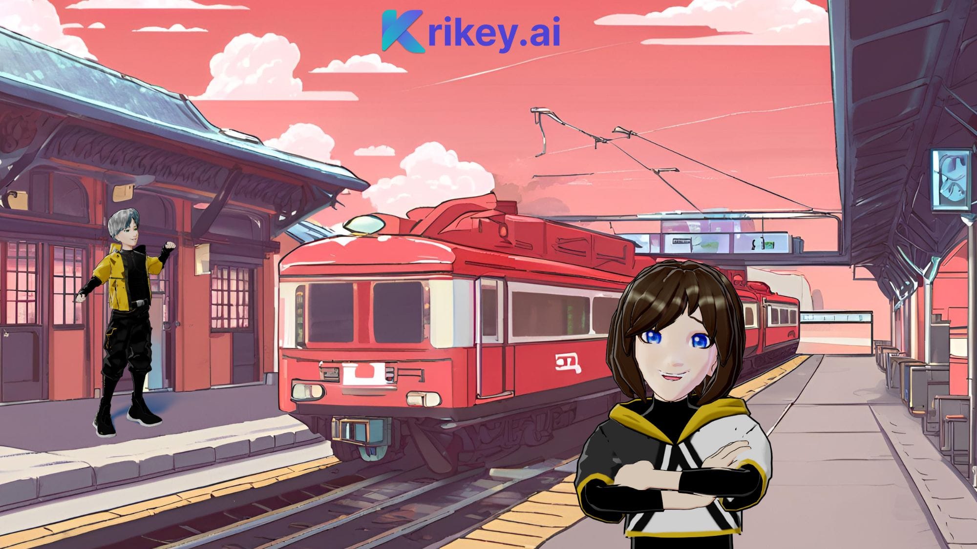 Anime Girl and Anime Boy made with AI Anime Generator Manga AI tool inside Krikey Video Editor 