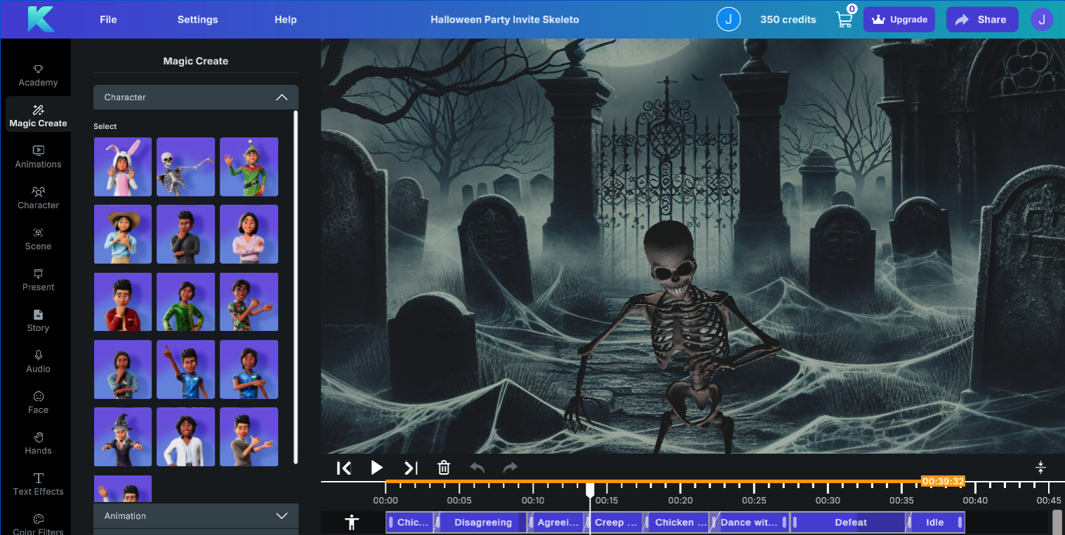 Perfect for Halloween videos, try the Krikey AI Skeleton Meme Generator with AI Video backgrounds