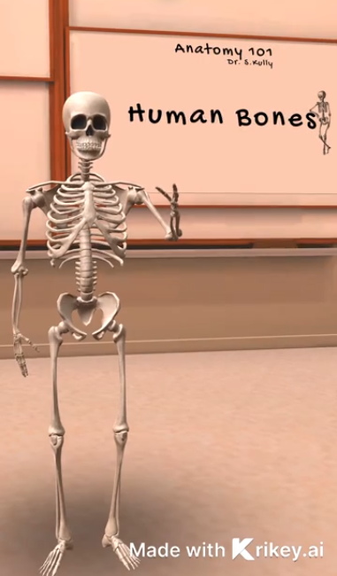 Krikey AI Skeleton Meme Generator teaching axial skeleton human biology class 