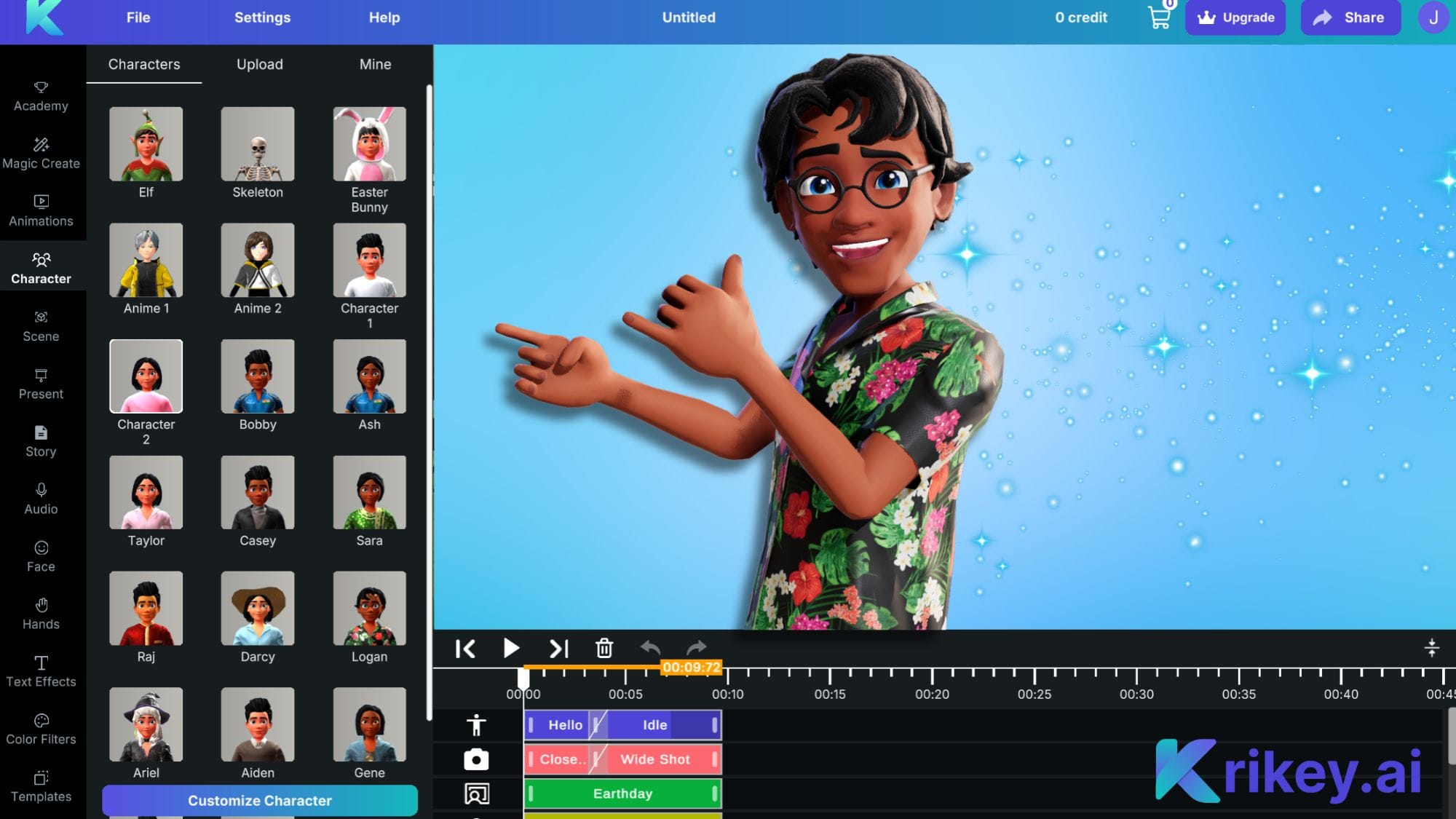 Meet the professor slide with AI Character creator animations made on Krikey AI video editor