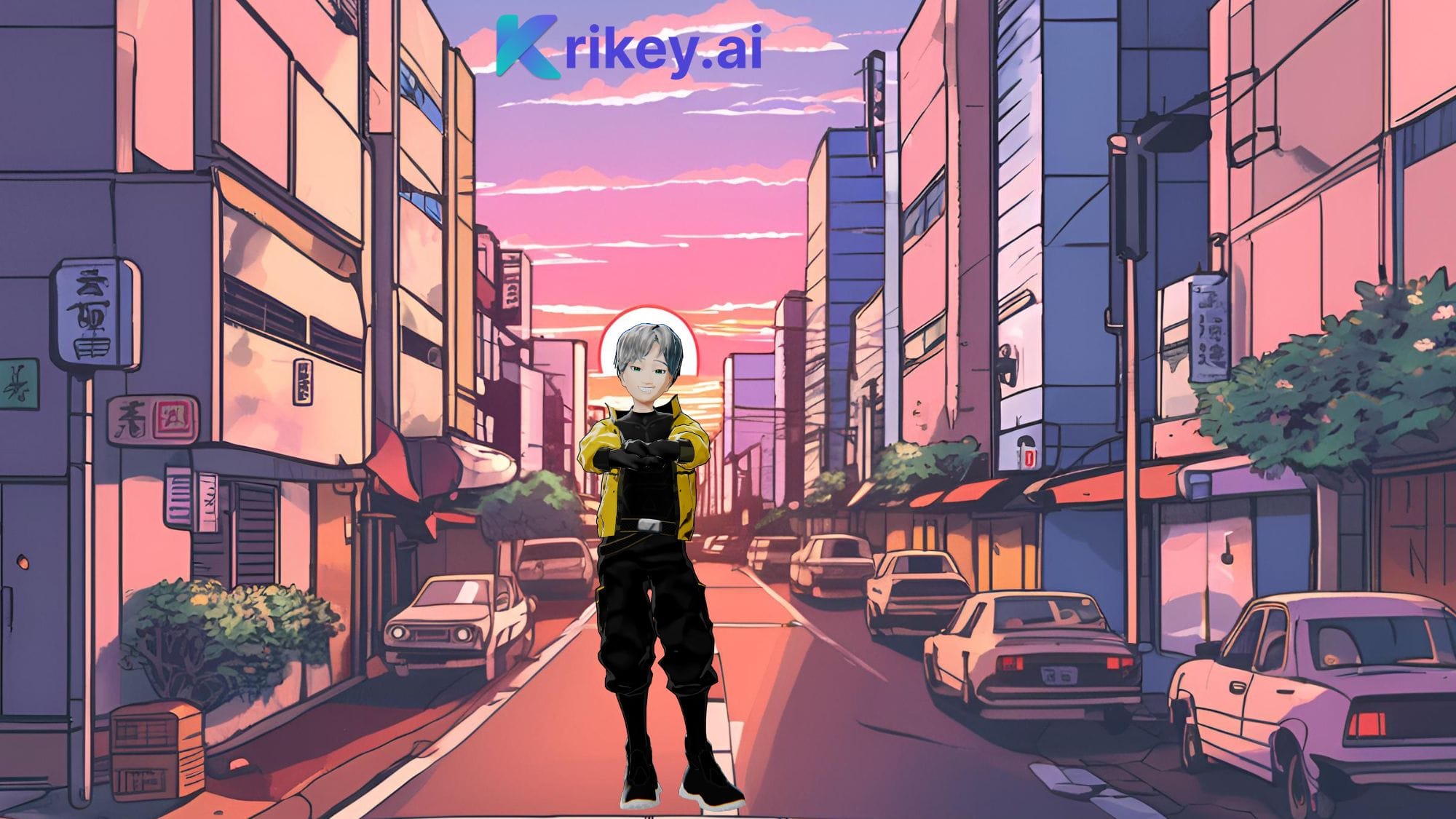 Krikey AI Anime video converter with anime boys and sad anime walking in video editor