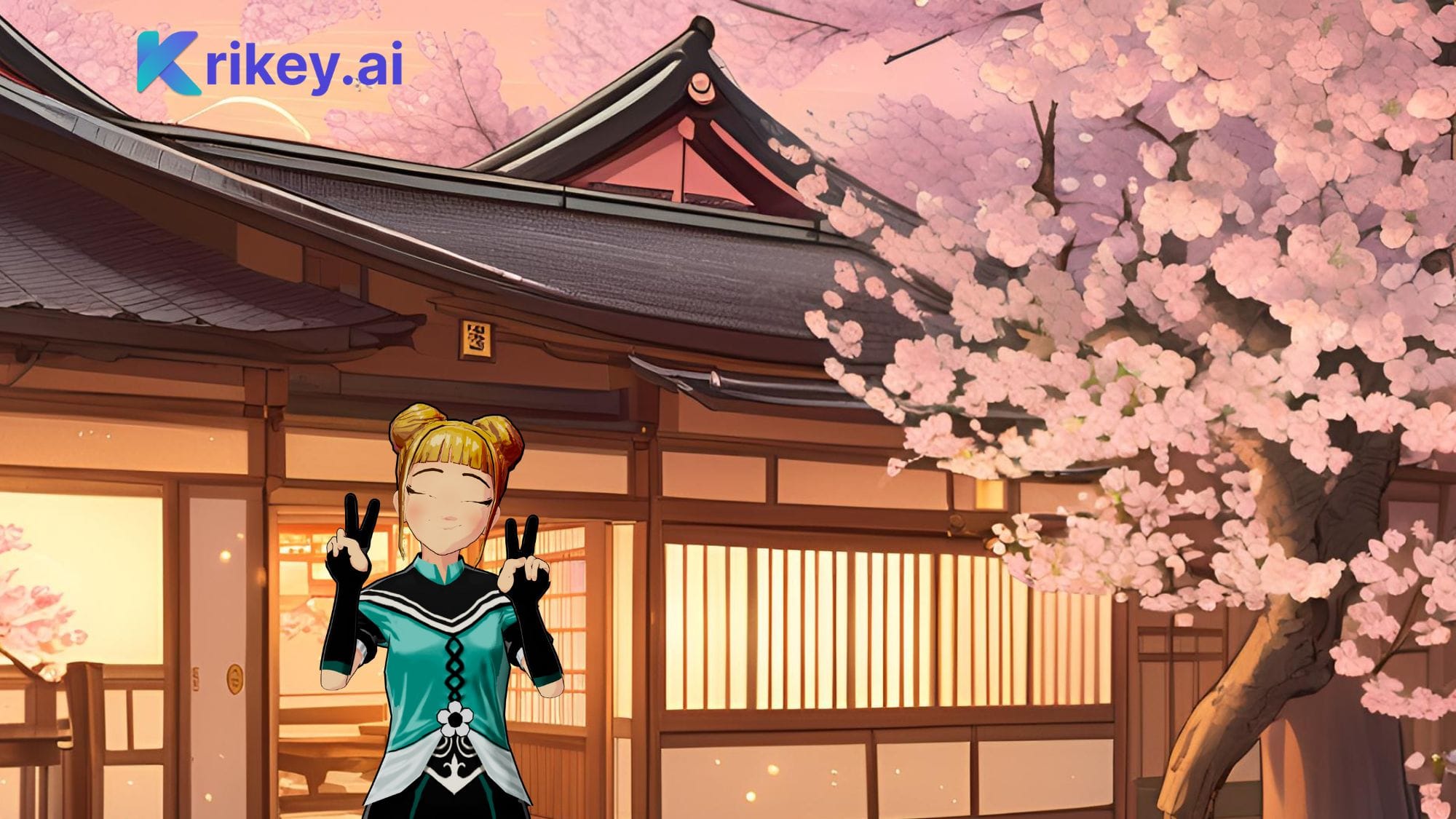 3D Anime girl made with Krikey AI cartoon generator with animated videos and voice changer