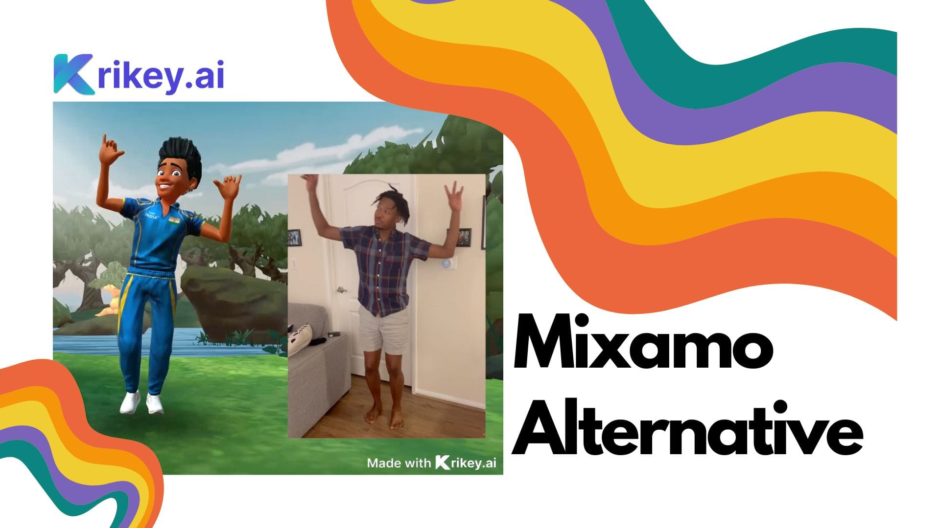 Ready Player Me VRChat Avatars Mixamo Alternative animated in Krikey AI Video Editor