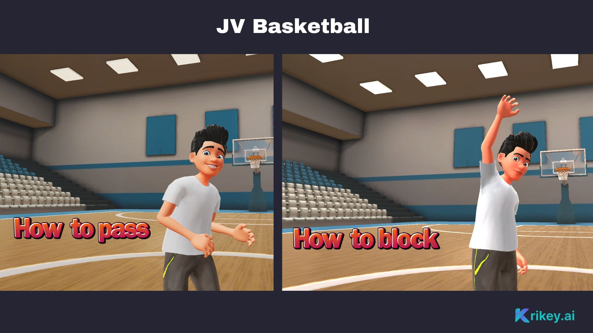 Animated character on basketball court teaching created with ai lesson plan generator