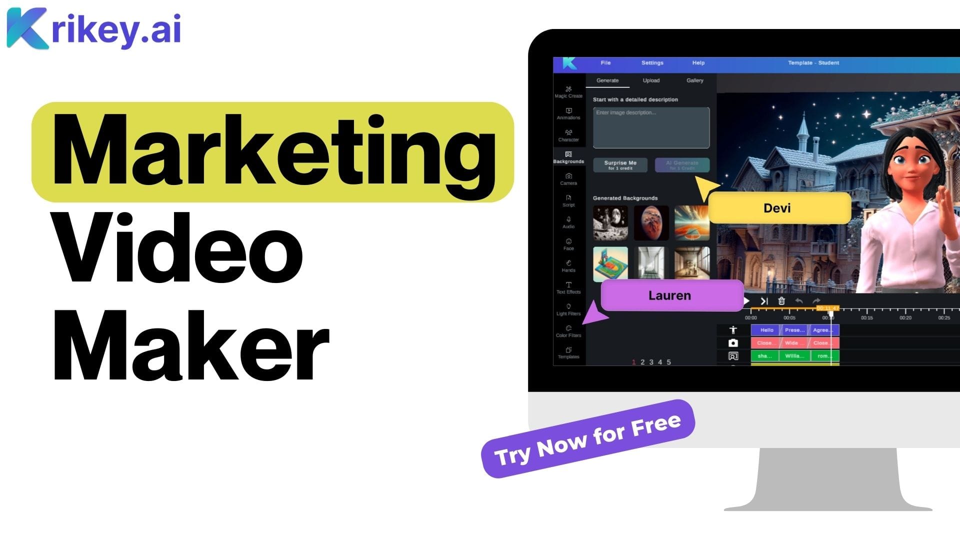 Marketing Video Maker for YouTube Video Marketing in Krikey AI Video Editor