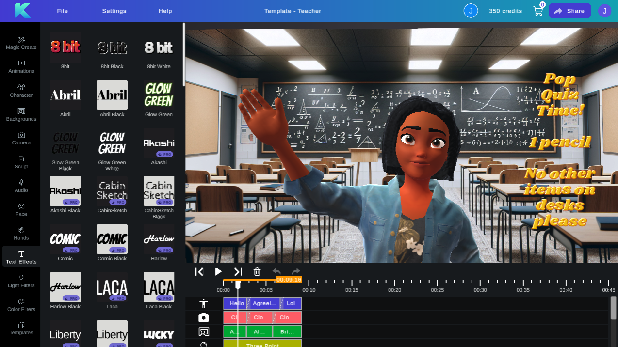 Animation ideas for education in the Krikey AI video editor