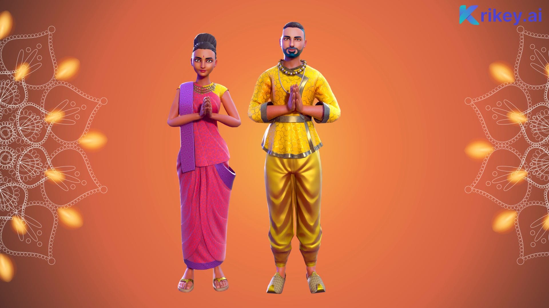 Krikey AI Fortnite Emote Generator with desi avatars indian style cartoon characters from Ready Player Me