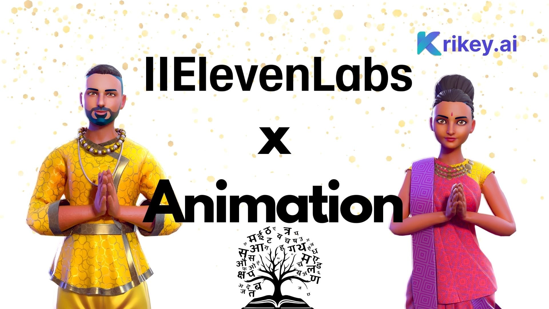 11labs AI voices with desi cartoon characters animated in Krikey AI Video Editor