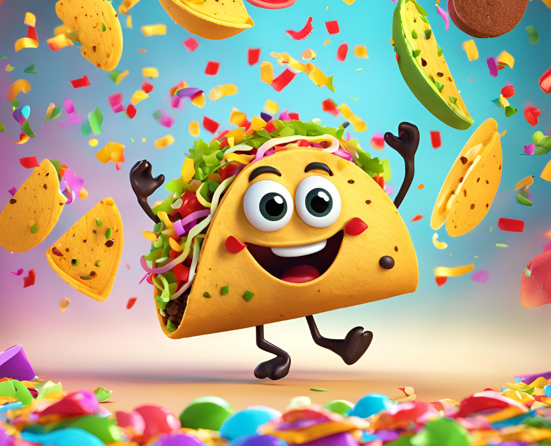 Taco de dibujos animados, image size:1080x873