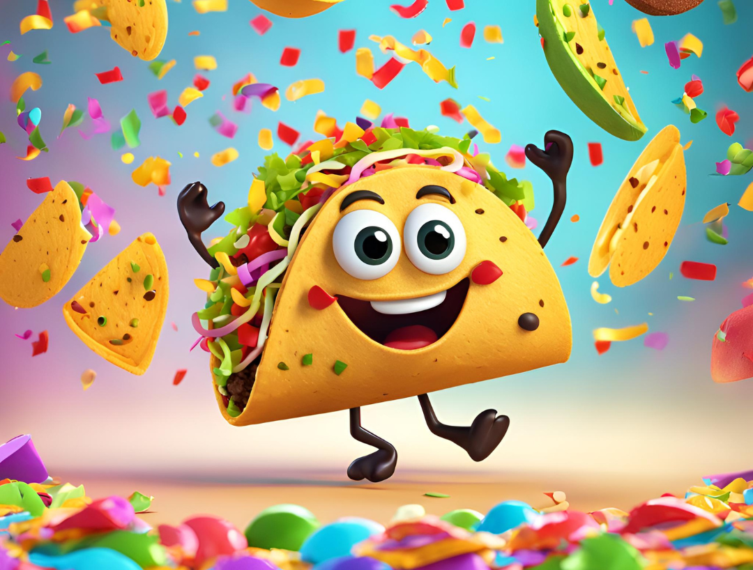 Taco de desenho animado, image size:1080x818