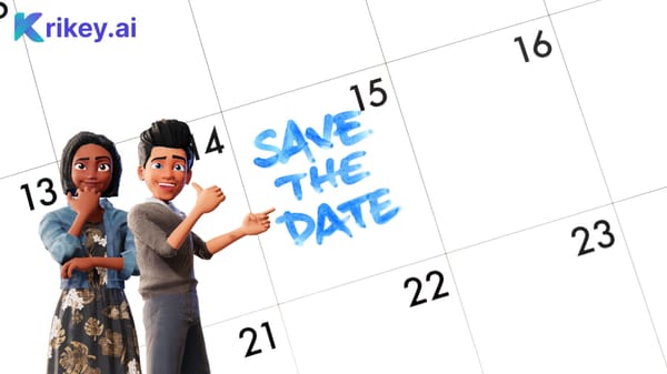 Save the Date video maker to make unique animated characters for custom cards with Krikey AI video editor