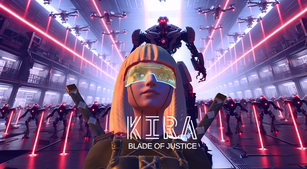 Video game "Kira: Blade of Justice" cover art with Ready Player Me avatars