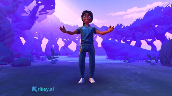 Animated character standing in forrest with the retro lighting feature for video